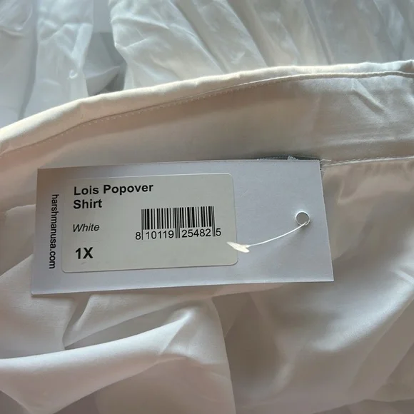 HARSHMAN Lois Popover Shirt Balloon Sleeve Button Down Crisp White 1X NEW - Picture 10 of 15